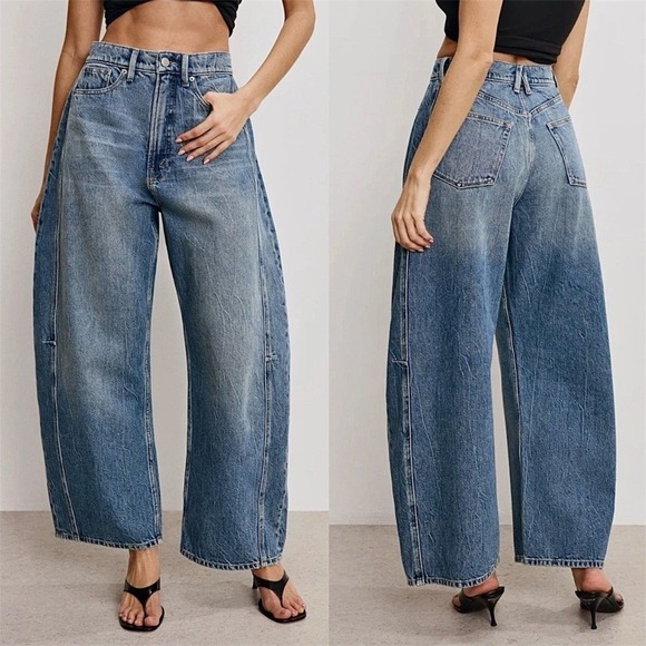 Good American Denim - Good American 8/29 Extreme‎ Barrel Jeans Indigo Balloon Wide Leg High Rise 90s
